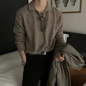 Aidase Men's Light Luxury Slim Knit Polo Neck Sweater Korean Review Clothes Retro Long Sleeve Streetwear Leisure Fashion Knitwear