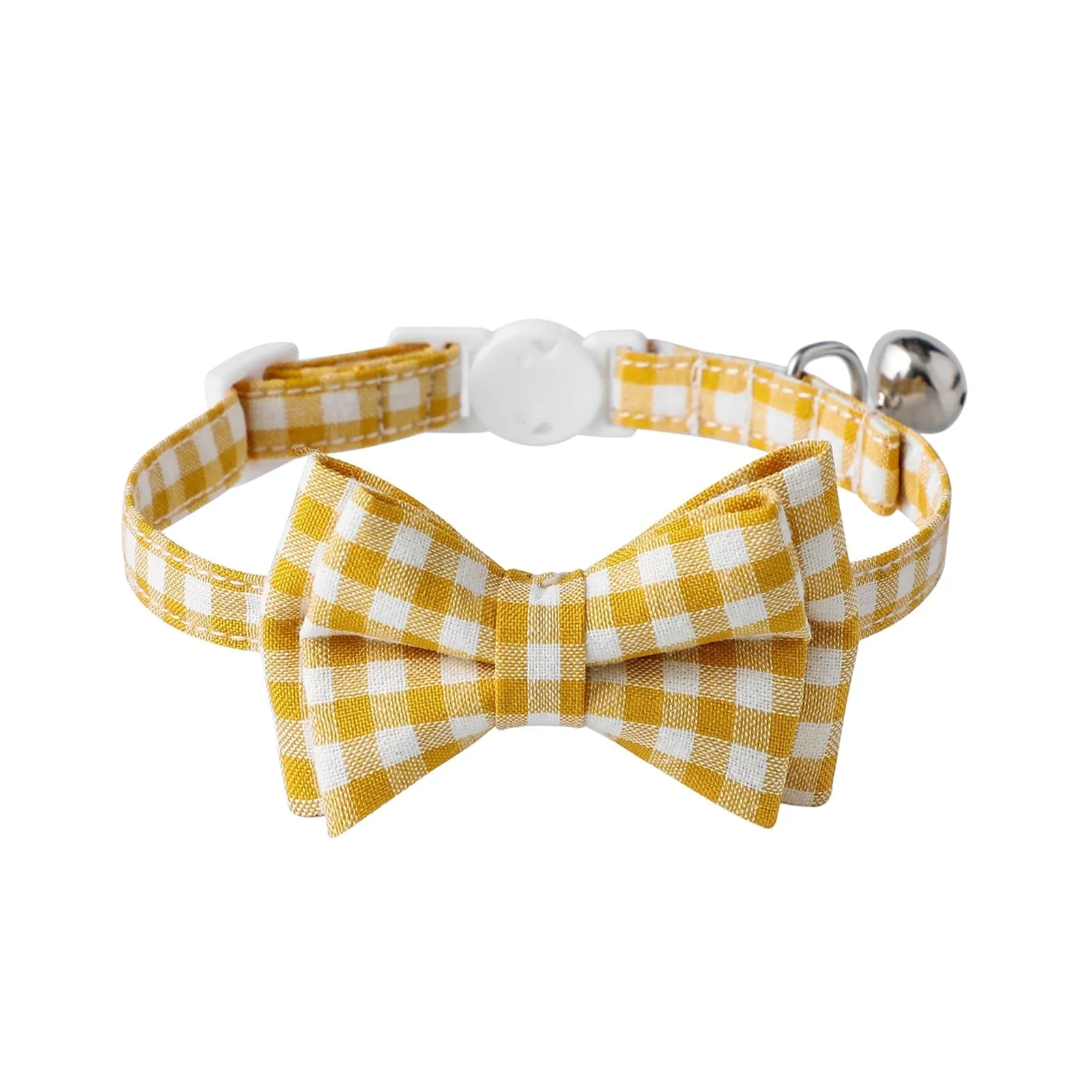 Aiitle Cute Plaid Bow Tie Pink Cat Collar