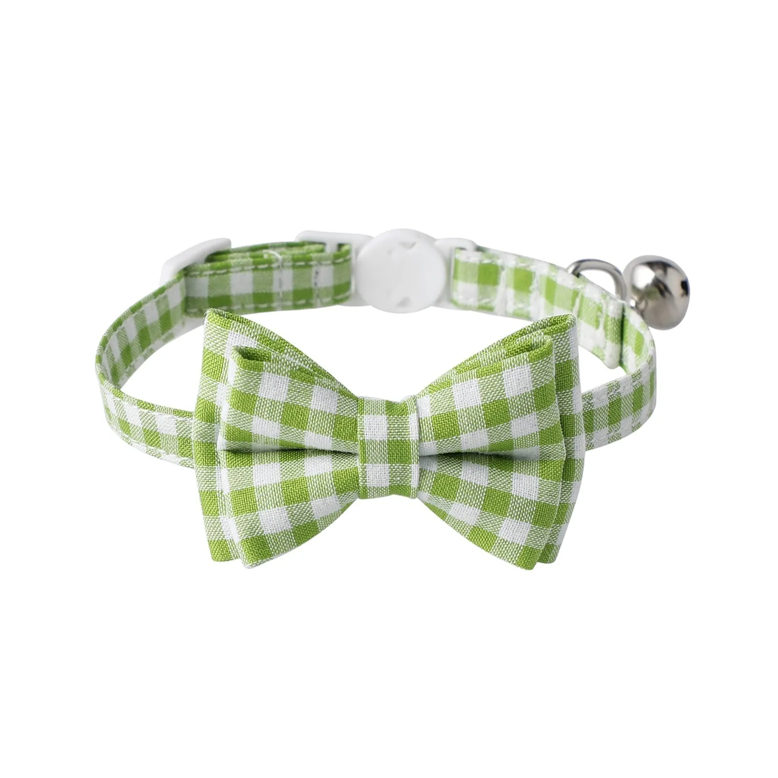 Aiitle Cute Plaid Bow Tie Pink Cat Collar