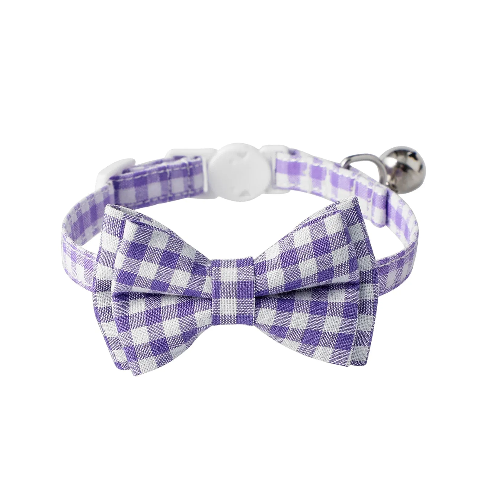 Aiitle Cute Plaid Bow Tie Pink Cat Collar