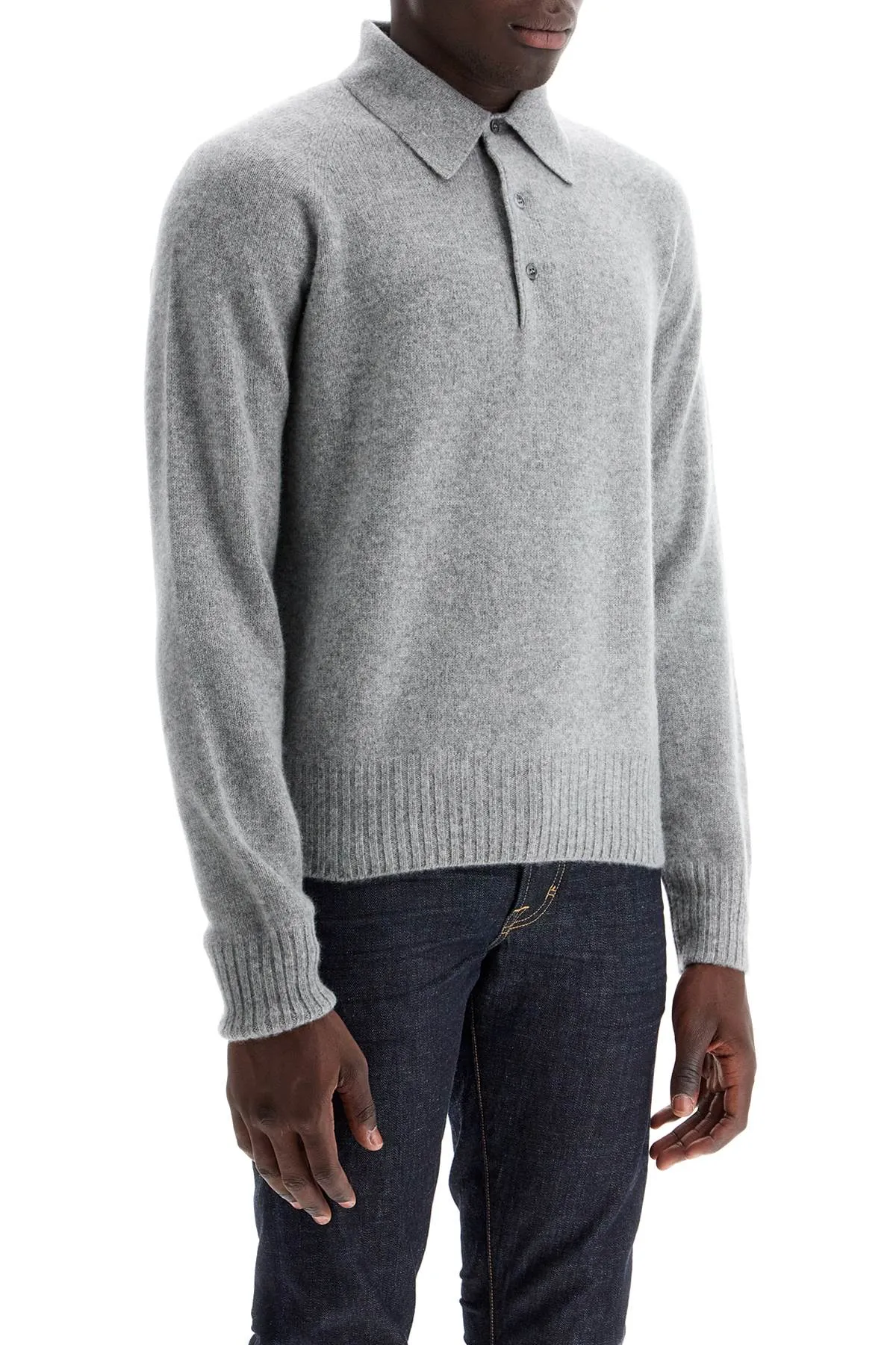 cashmere polo-style pullover