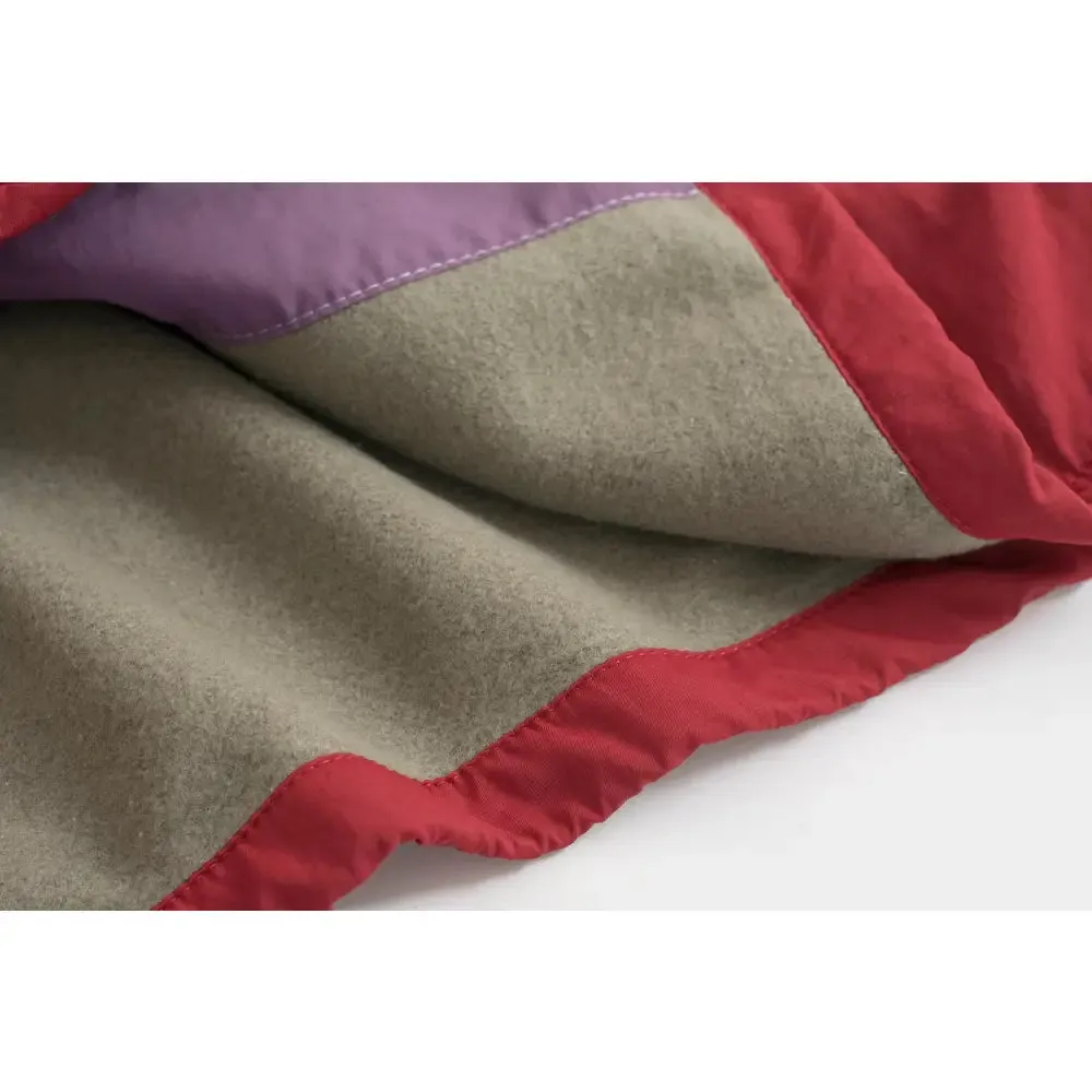 Color Block Loose Patched Pocket Thick Coat