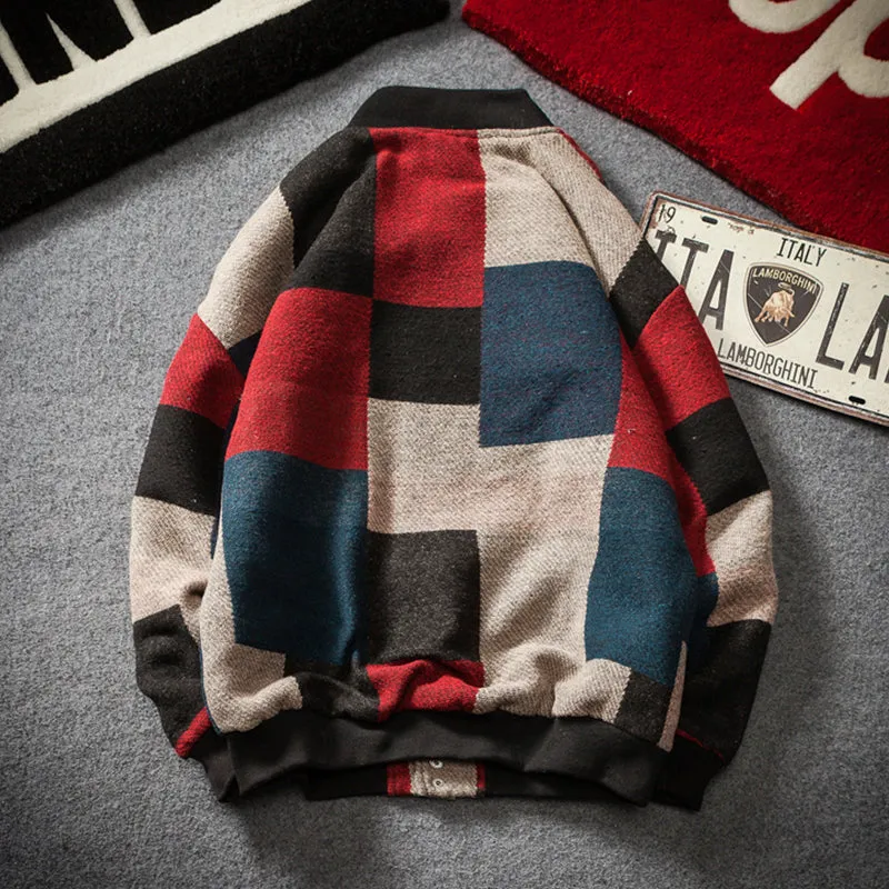 Contras Color Patchwork Style Men Baseball Jacket