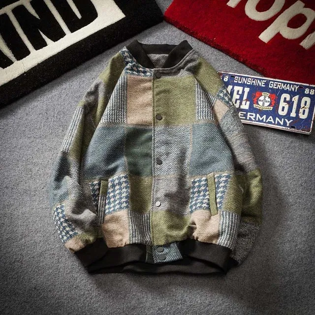 Contras Color Patchwork Style Men Baseball Jacket