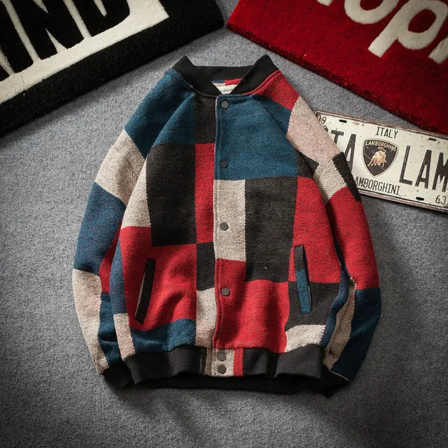 Contras Color Patchwork Style Men Baseball Jacket