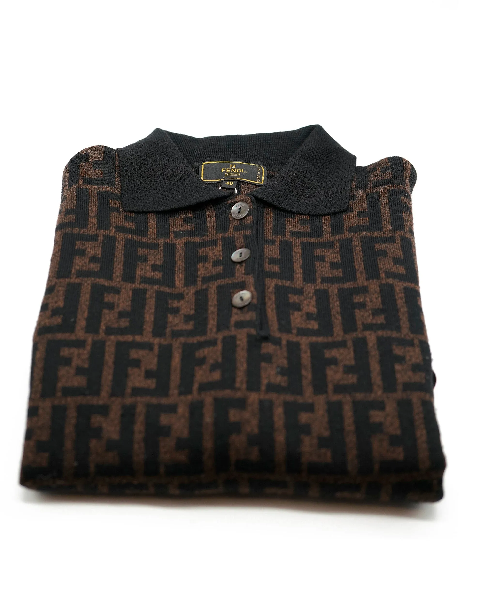 Fendi Zucca Polo Sweater Brown ASL5779