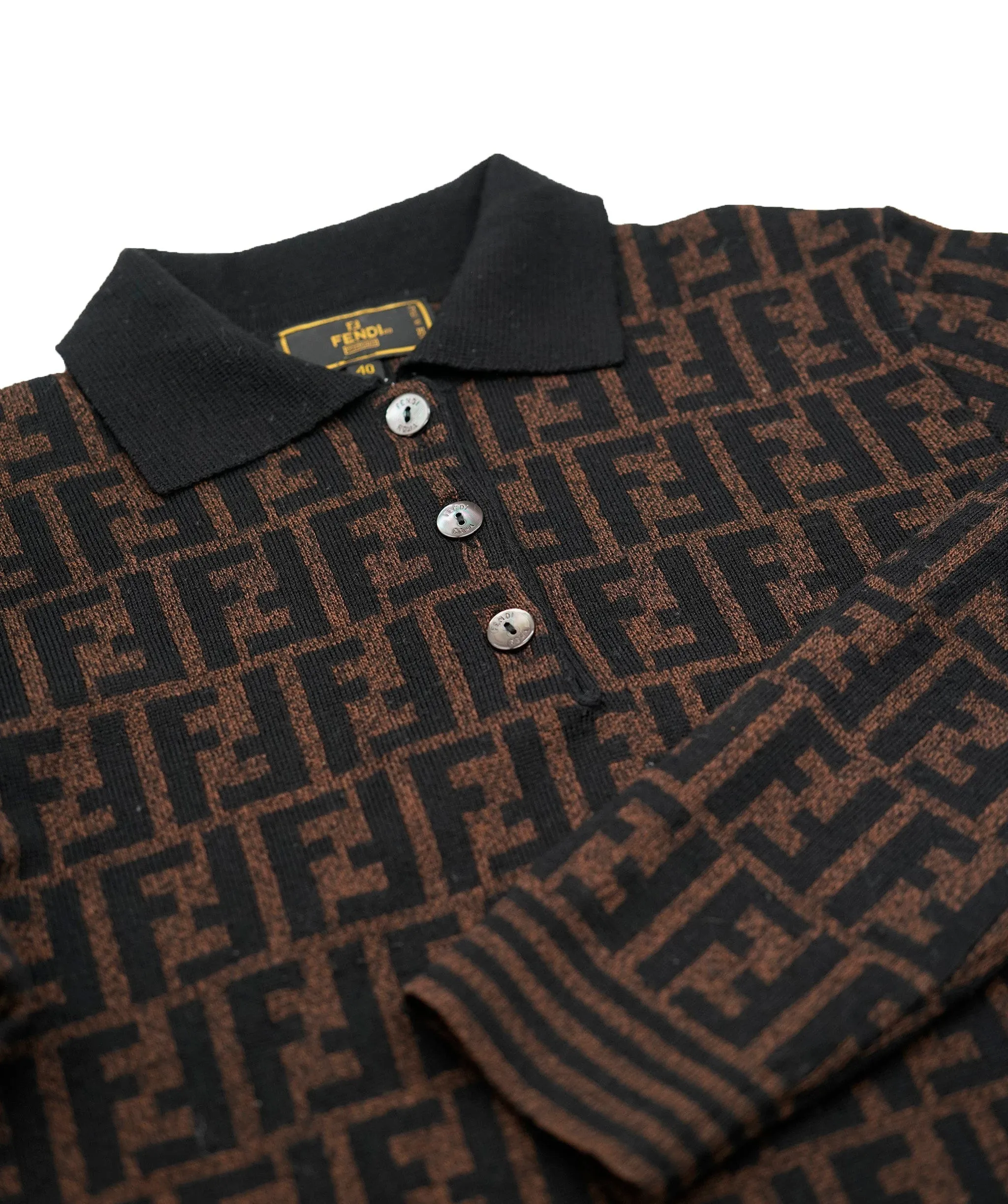 Fendi Zucca Polo Sweater Brown ASL5779