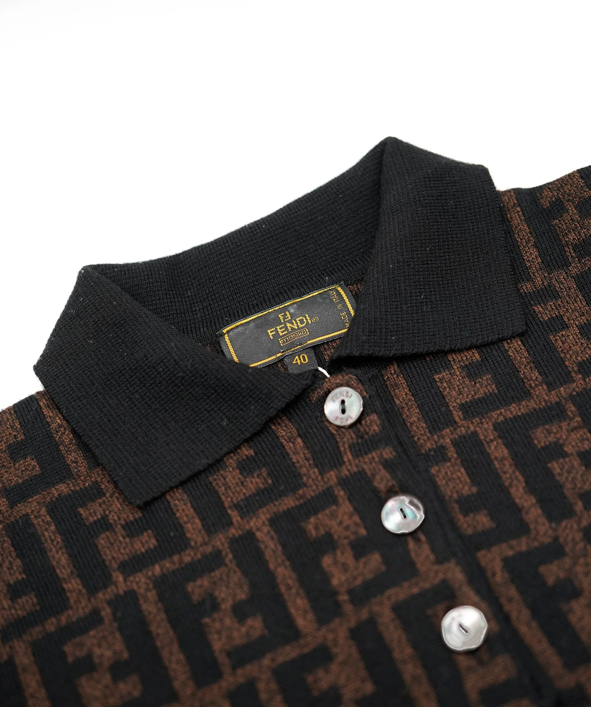 Fendi Zucca Polo Sweater Brown ASL5779