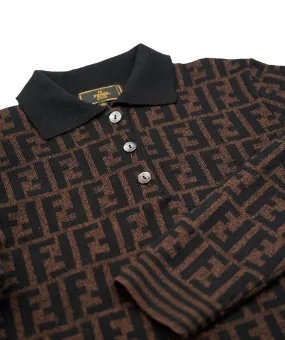 Fendi Zucca Polo Sweater Brown ASL5779