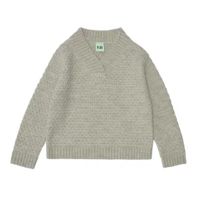 FUB V-NECK SWEATER - LIGHT BEIGE MELANGE