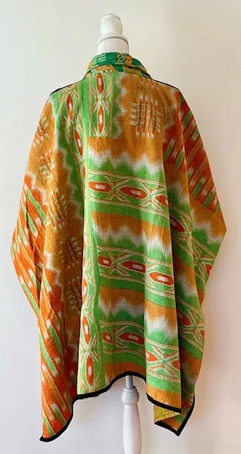 Fully Reversible Blanket Coat Is Bold In Green and Orange