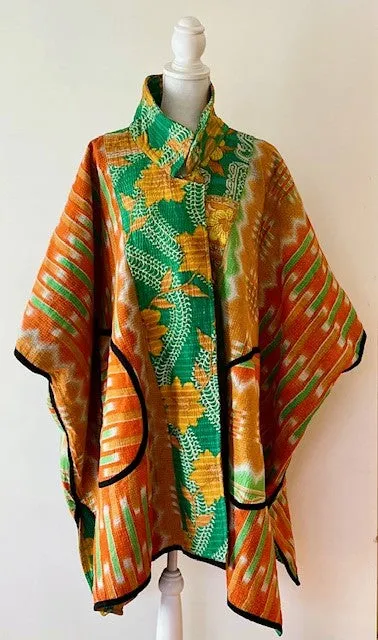 Fully Reversible Blanket Coat Is Bold In Green and Orange