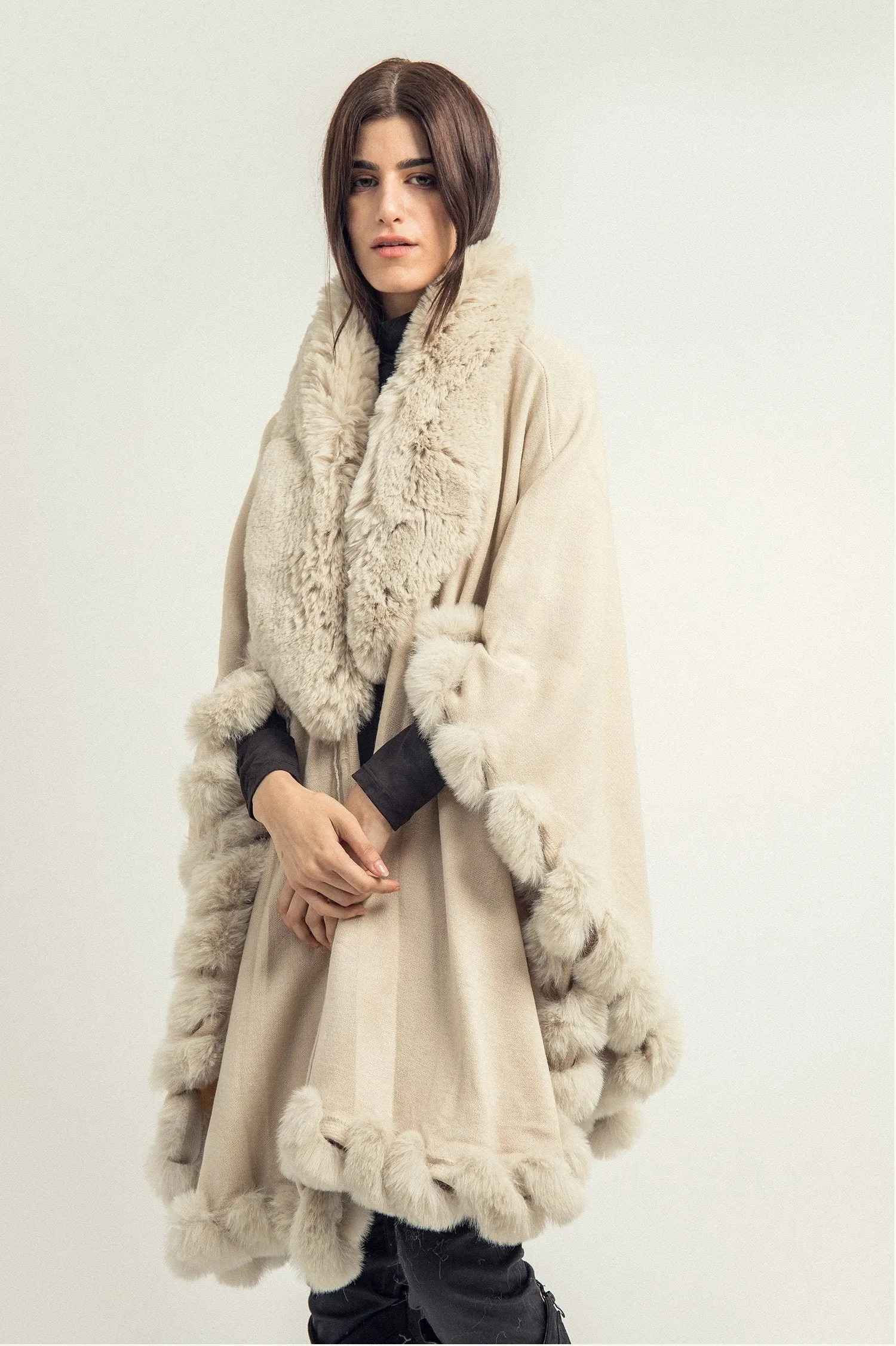 FUR CAPE-BEIGE