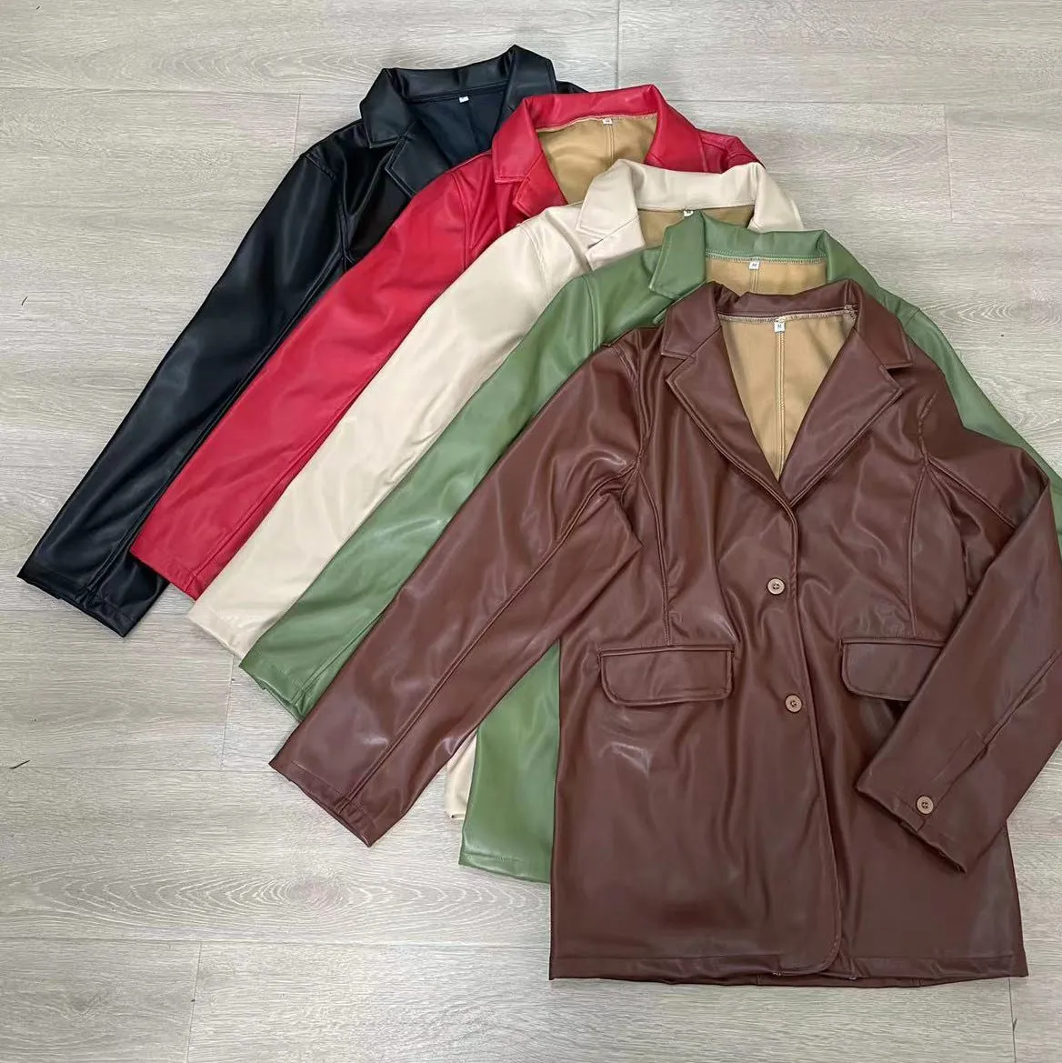 Joskaa classy outfits men Women's Leather Jacket Autumn and Winter New Leather Jacket Casual Warm Suit Jacket Female Su2639