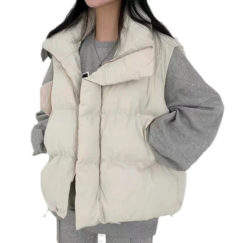 Joskaa cold weather outfits down Cotton Vest Women's Autumn and Winter 2024 Loose Vest Coat Waistcoat Vest Women's Outer Wear