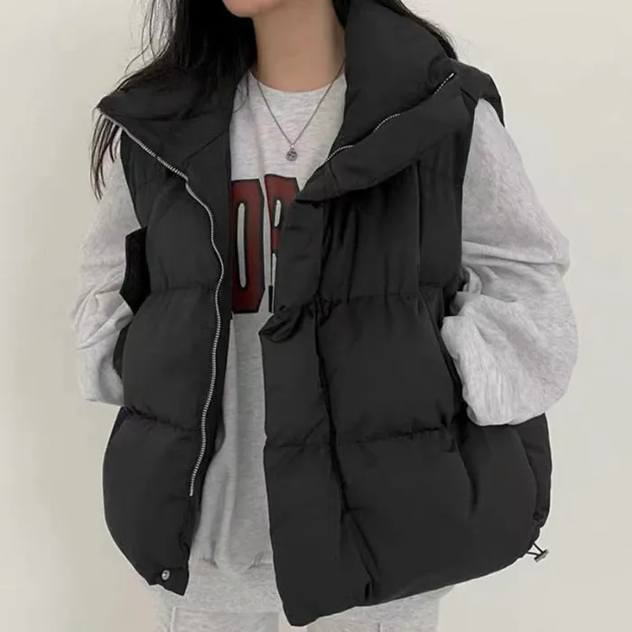 Joskaa cold weather outfits down Cotton Vest Women's Autumn and Winter 2024 Loose Vest Coat Waistcoat Vest Women's Outer Wear