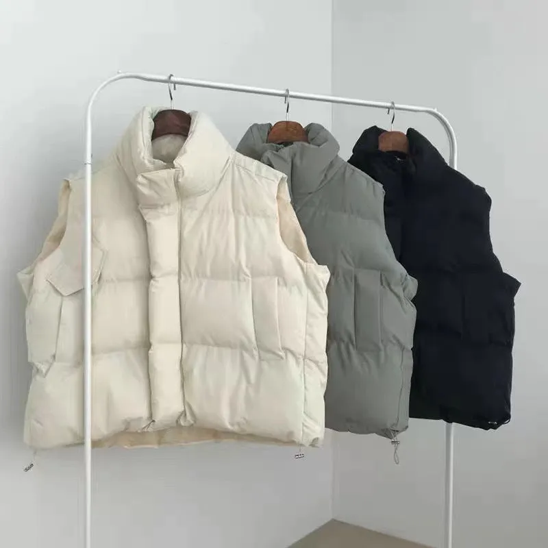 Joskaa cold weather outfits down Cotton Vest Women's Autumn and Winter 2024 Loose Vest Coat Waistcoat Vest Women's Outer Wear