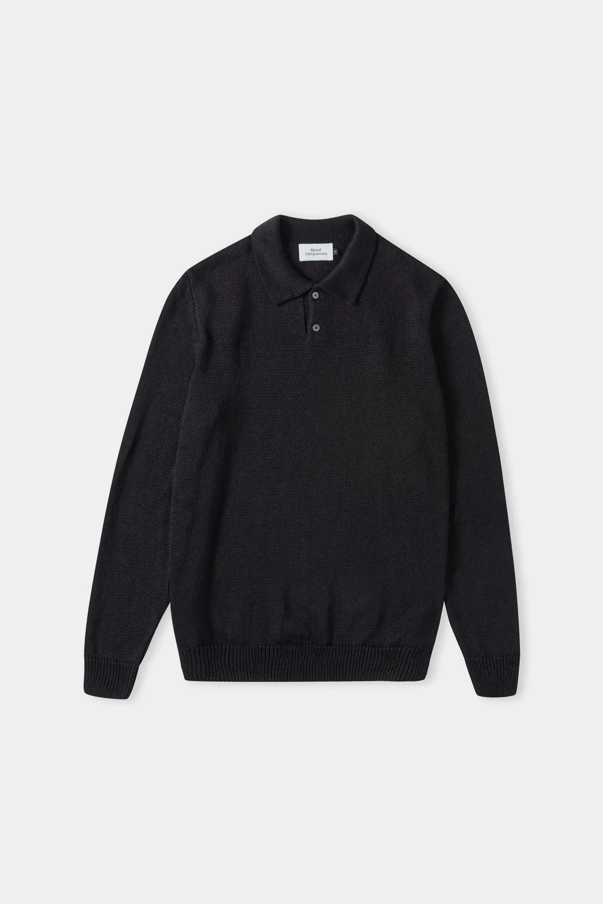 KASPAR longsleeve polo linen black