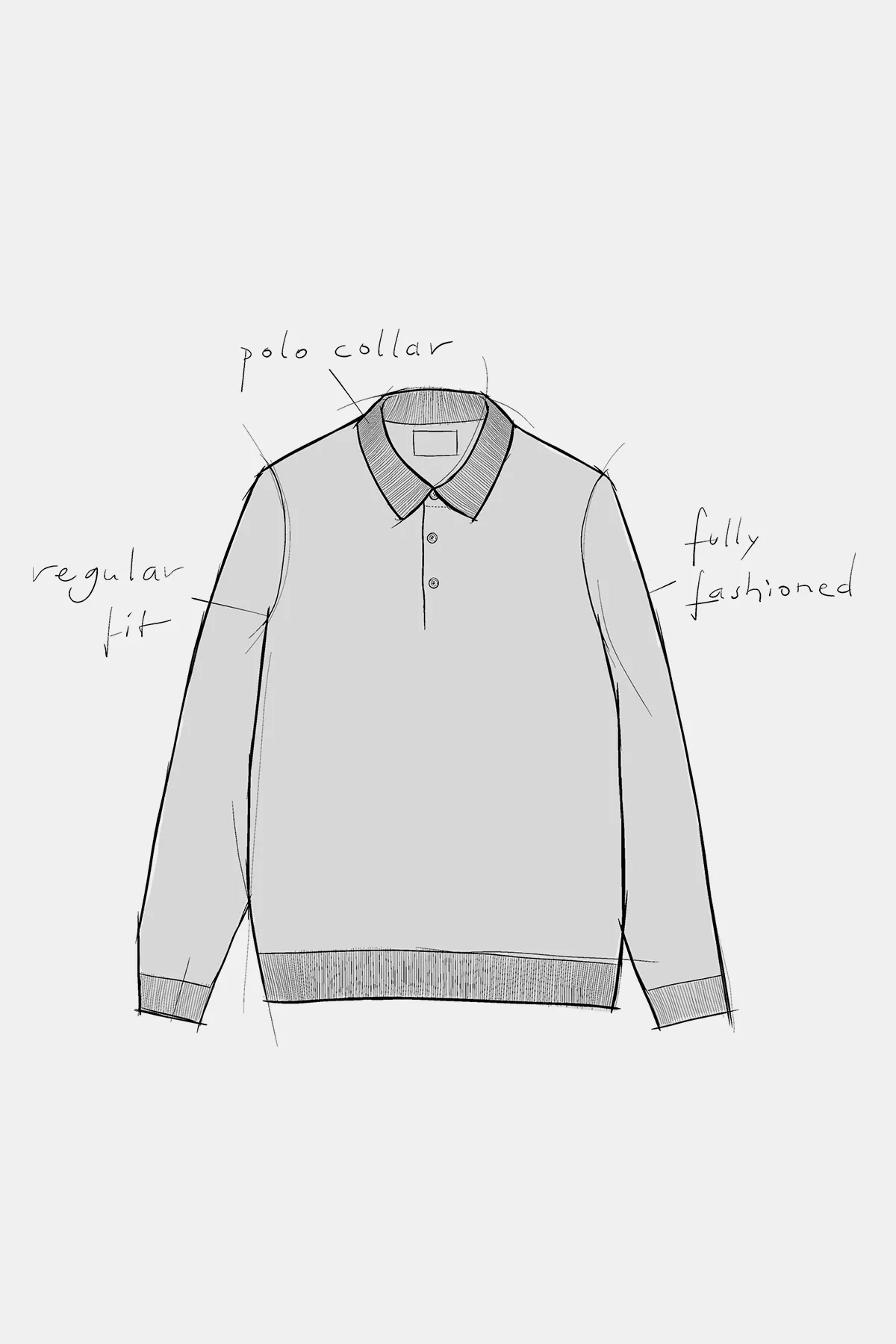 KASPAR longsleeve polo linen black