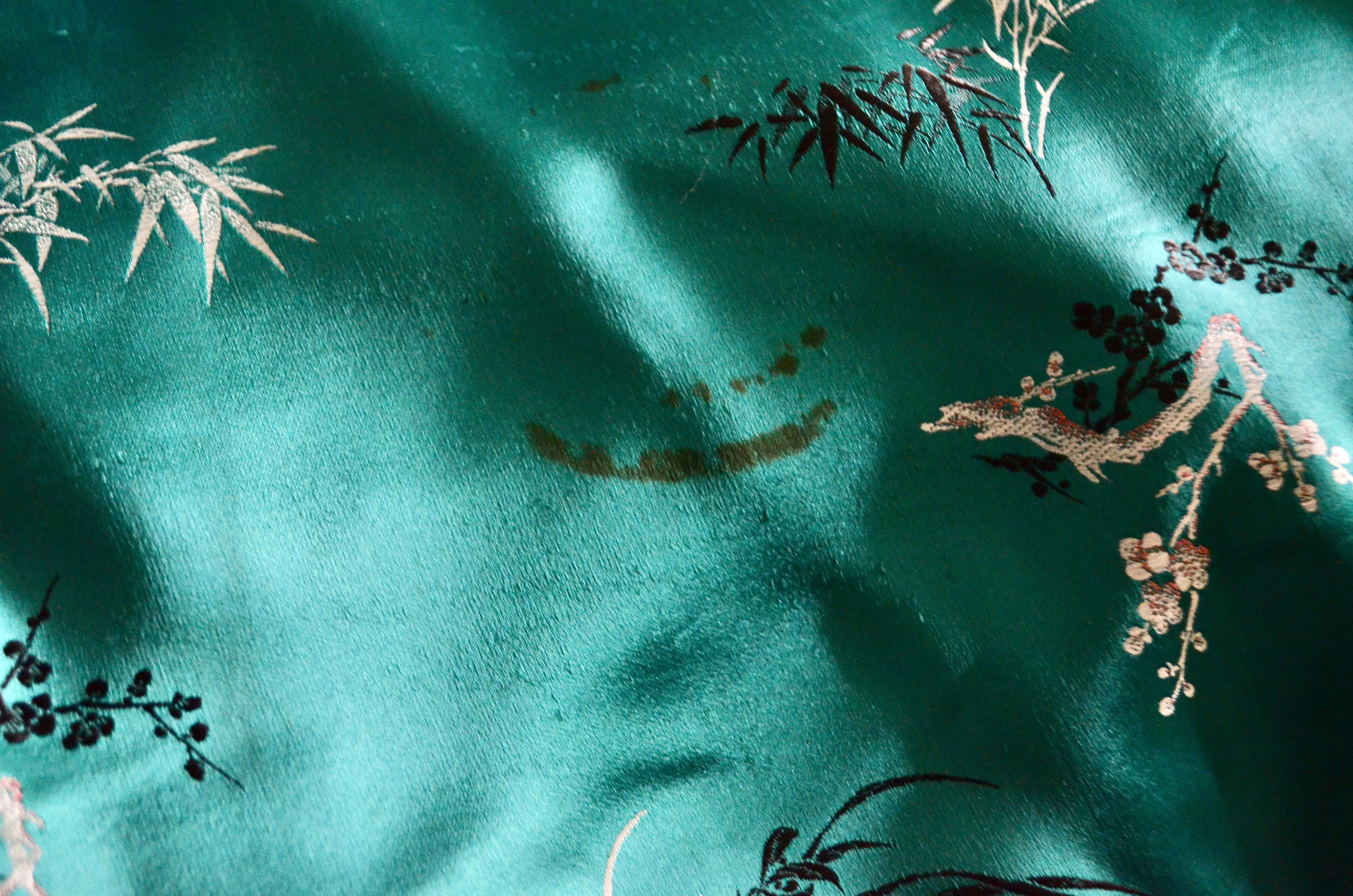 Kimono Chinese Street Style Emerald Green Long Maxi Coat Floral Pattern Cape Dress Jacket Style