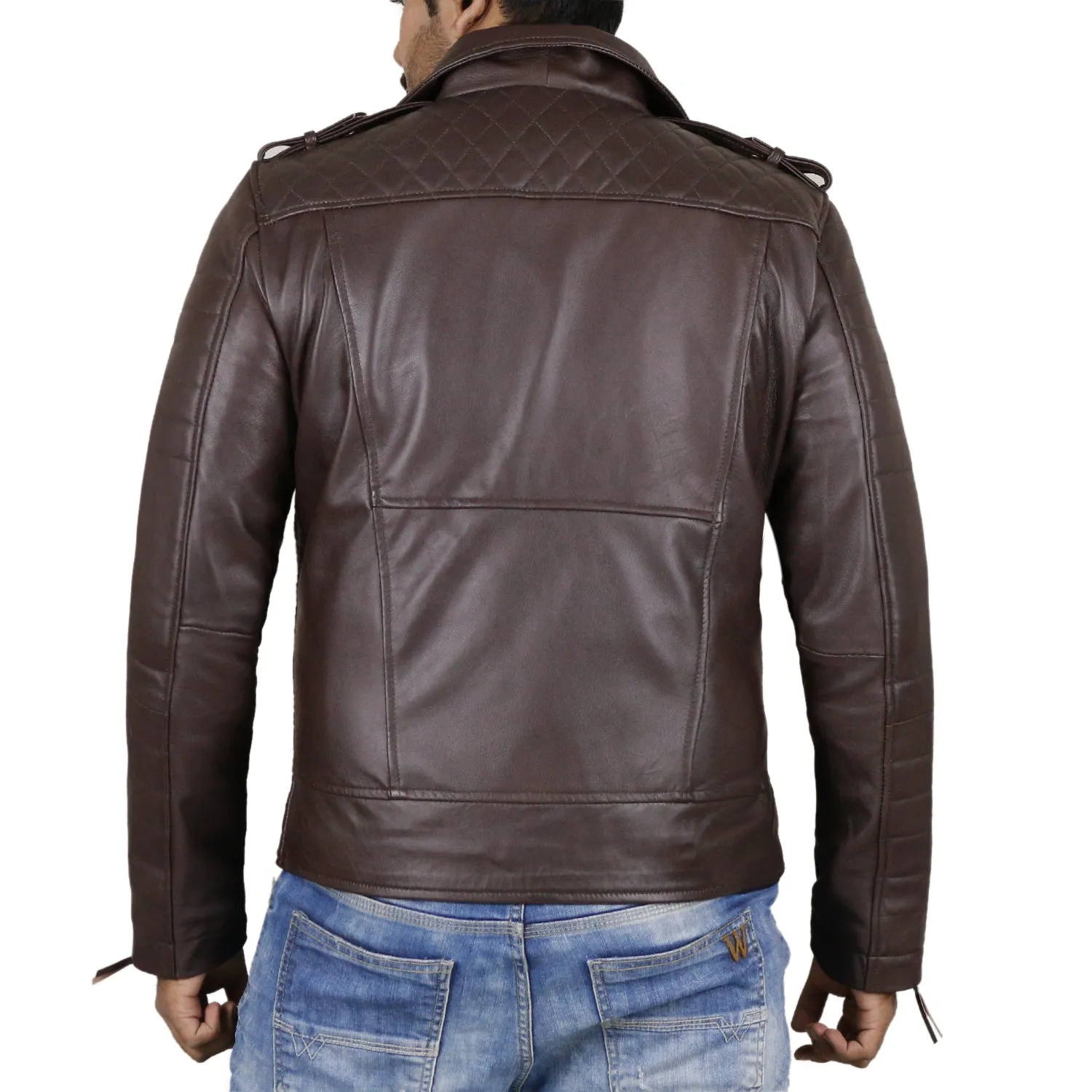 Leather Jackets Hub Mens Genuine Lambskin Leather Jacket (Black, Double Rider Jacket) - 1501474