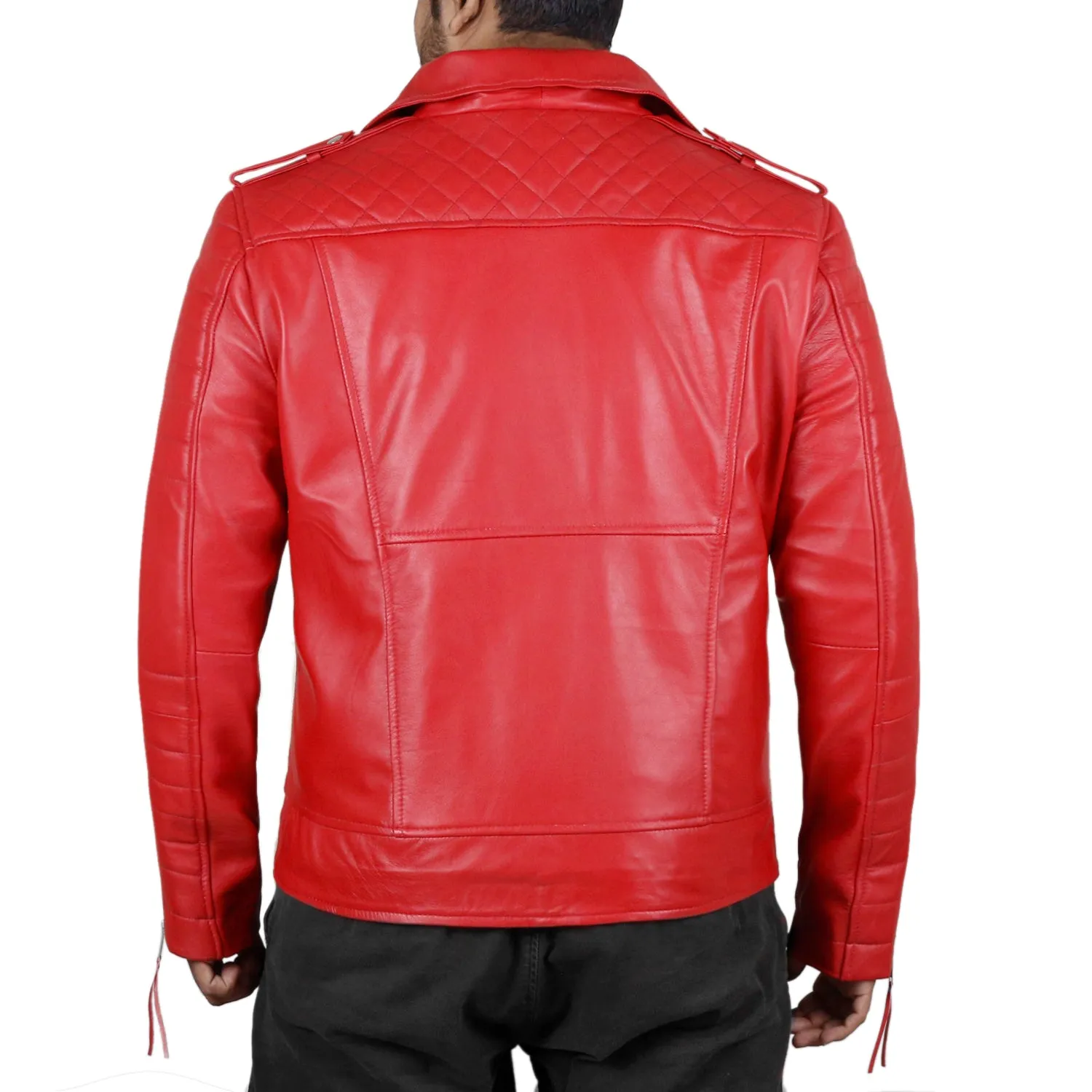 Leather Jackets Hub Mens Genuine Lambskin Leather Jacket (Black, Double Rider Jacket) - 1501474