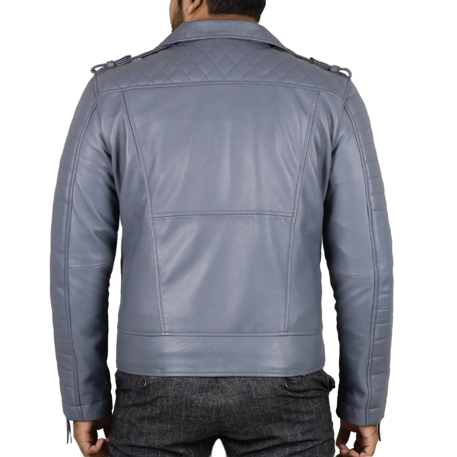 Leather Jackets Hub Mens Genuine Lambskin Leather Jacket (Black, Double Rider Jacket) - 1501474