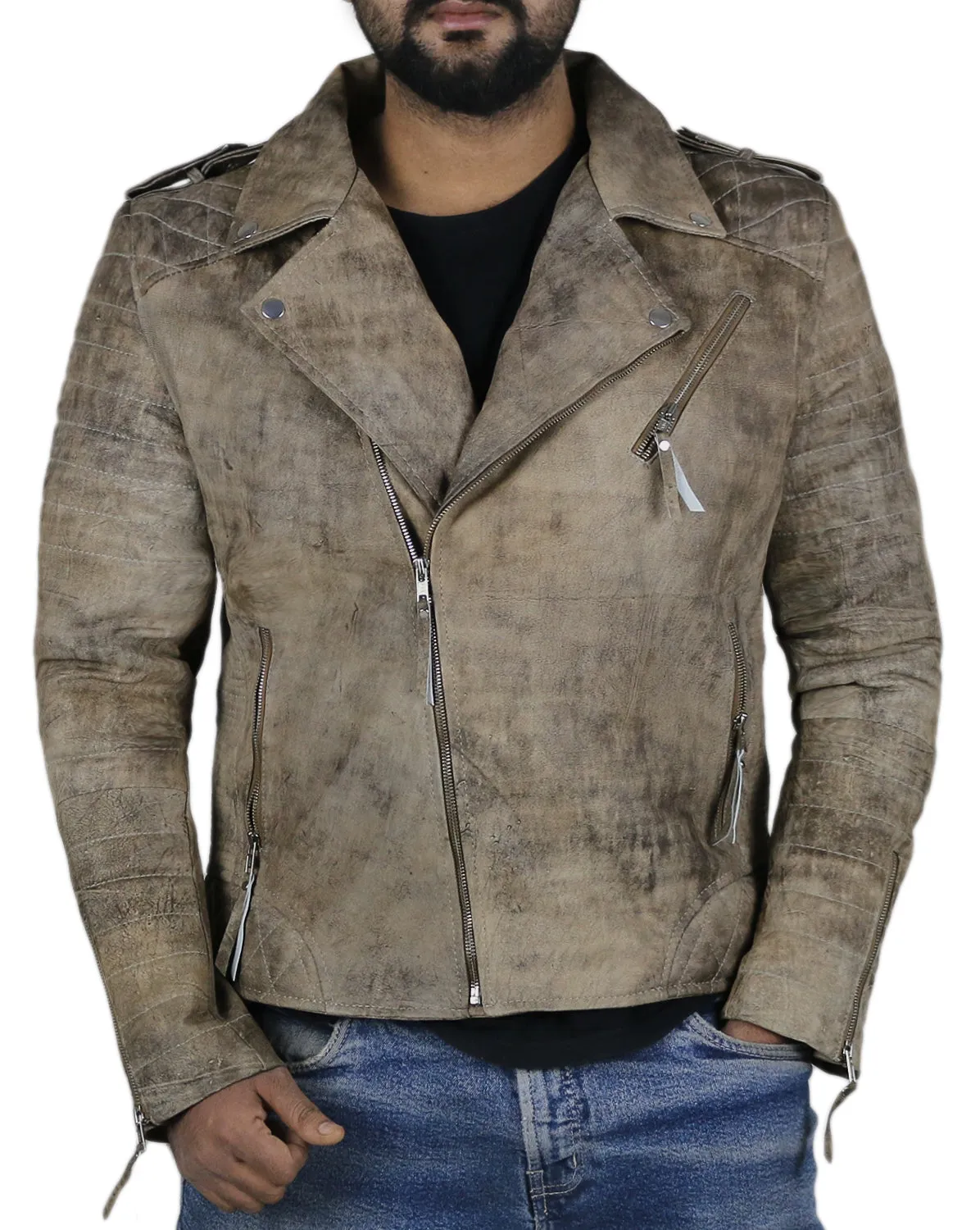 Leather Jackets Hub Mens Genuine Lambskin Leather Jacket (Black, Double Rider Jacket) - 1501474