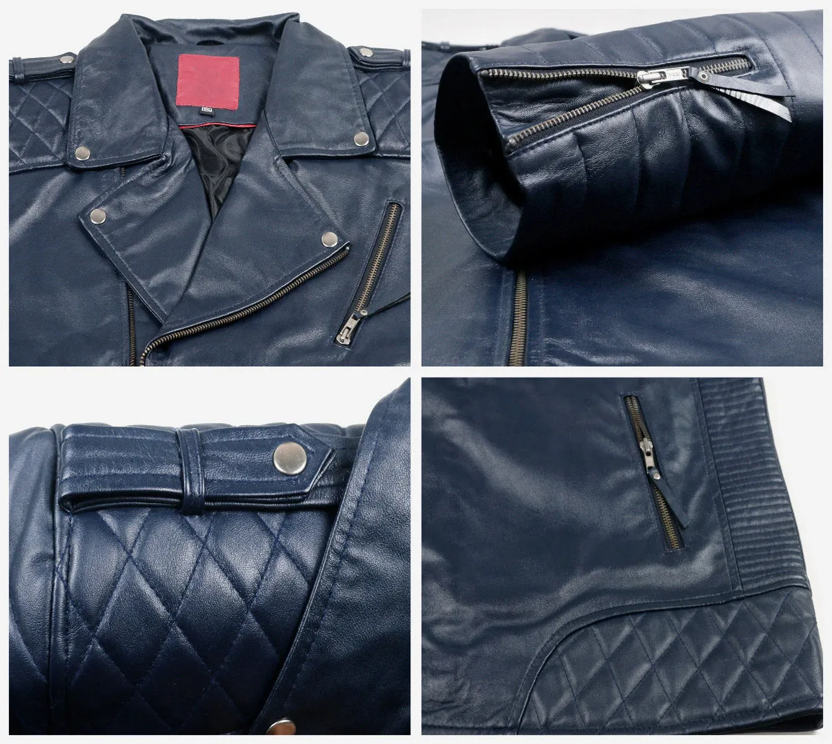 Leather Jackets Hub Mens Genuine Lambskin Leather Jacket (Black, Double Rider Jacket) - 1501474