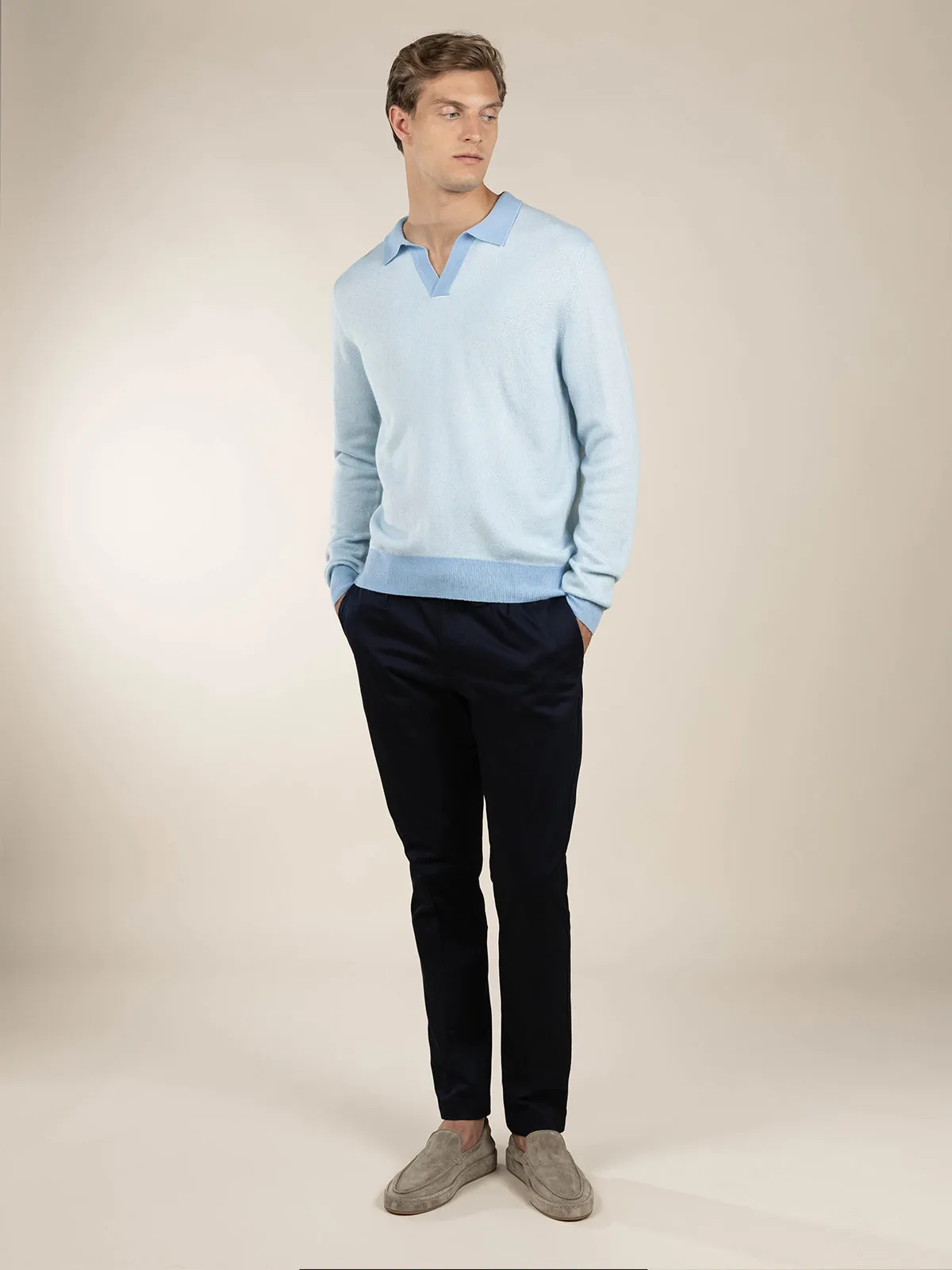 Light Blue Jacquard Polo