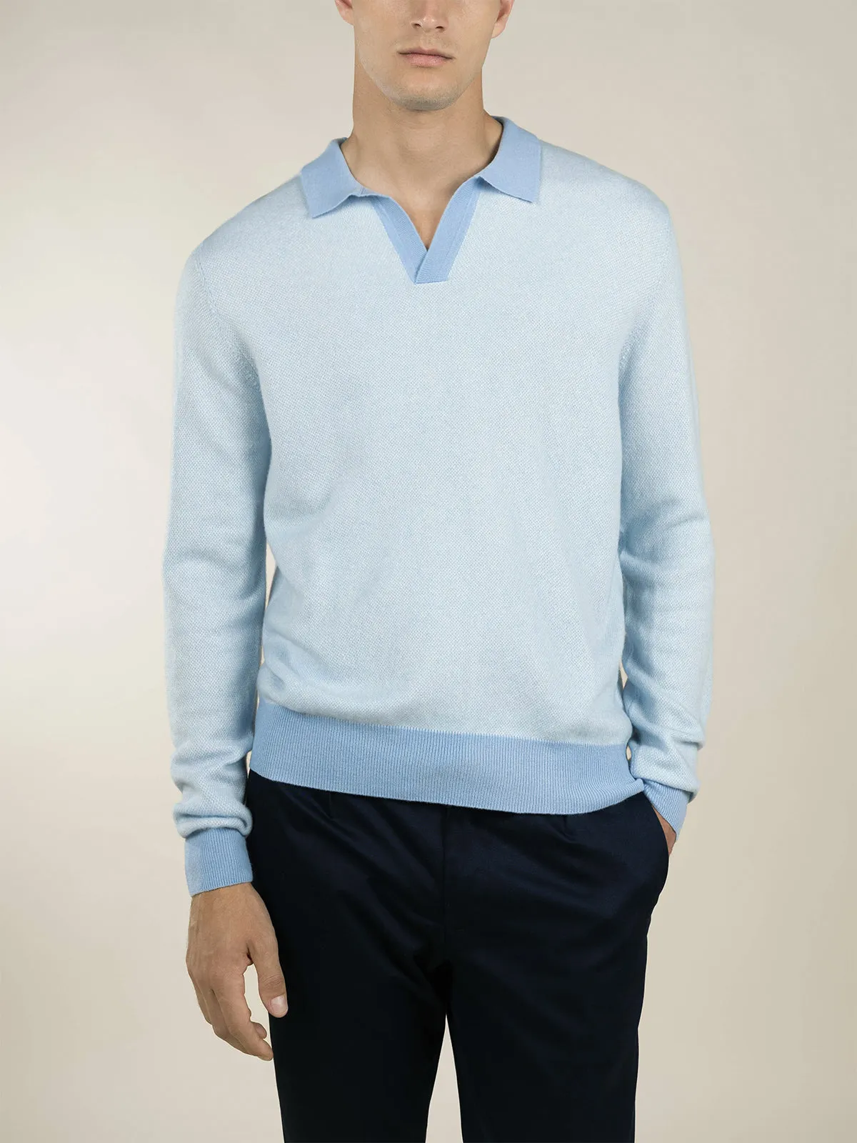 Light Blue Jacquard Polo