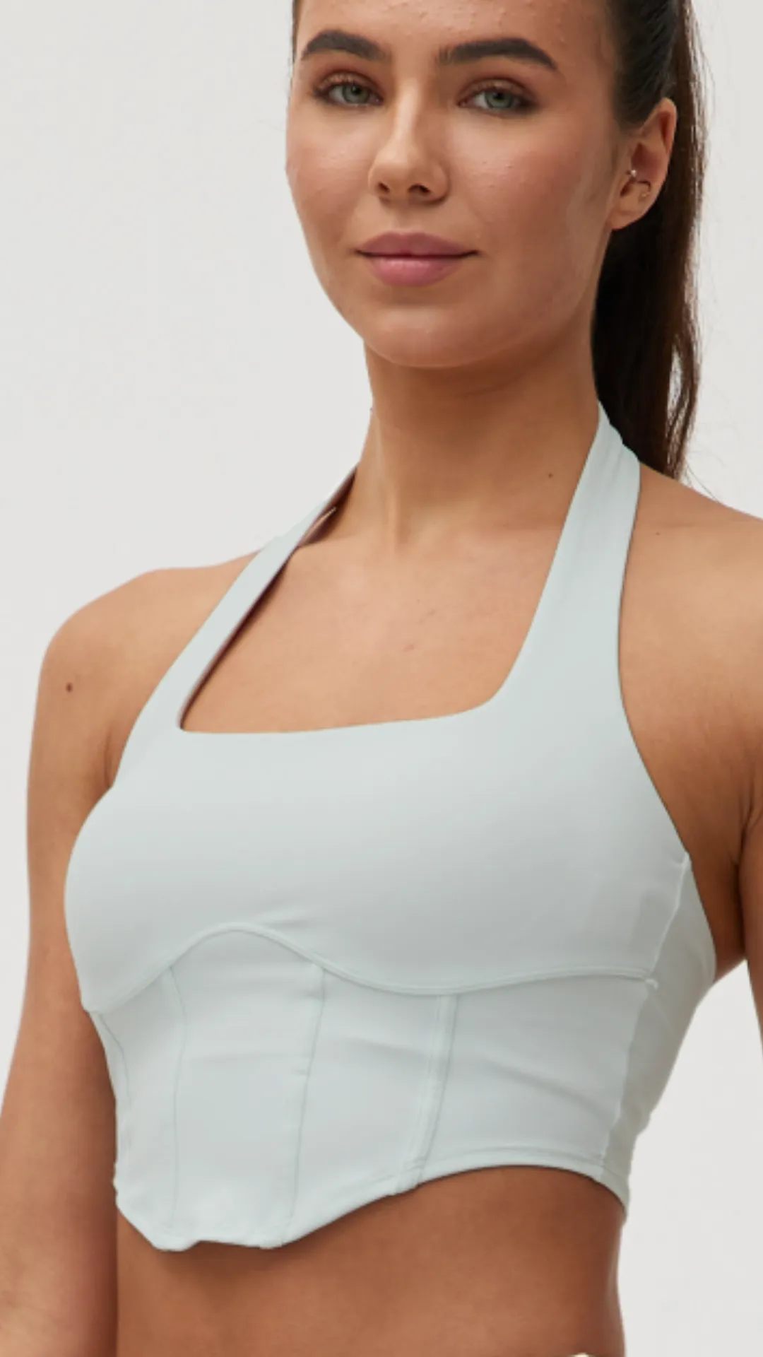 Light Sky Blue Halter Neck Sports Bra