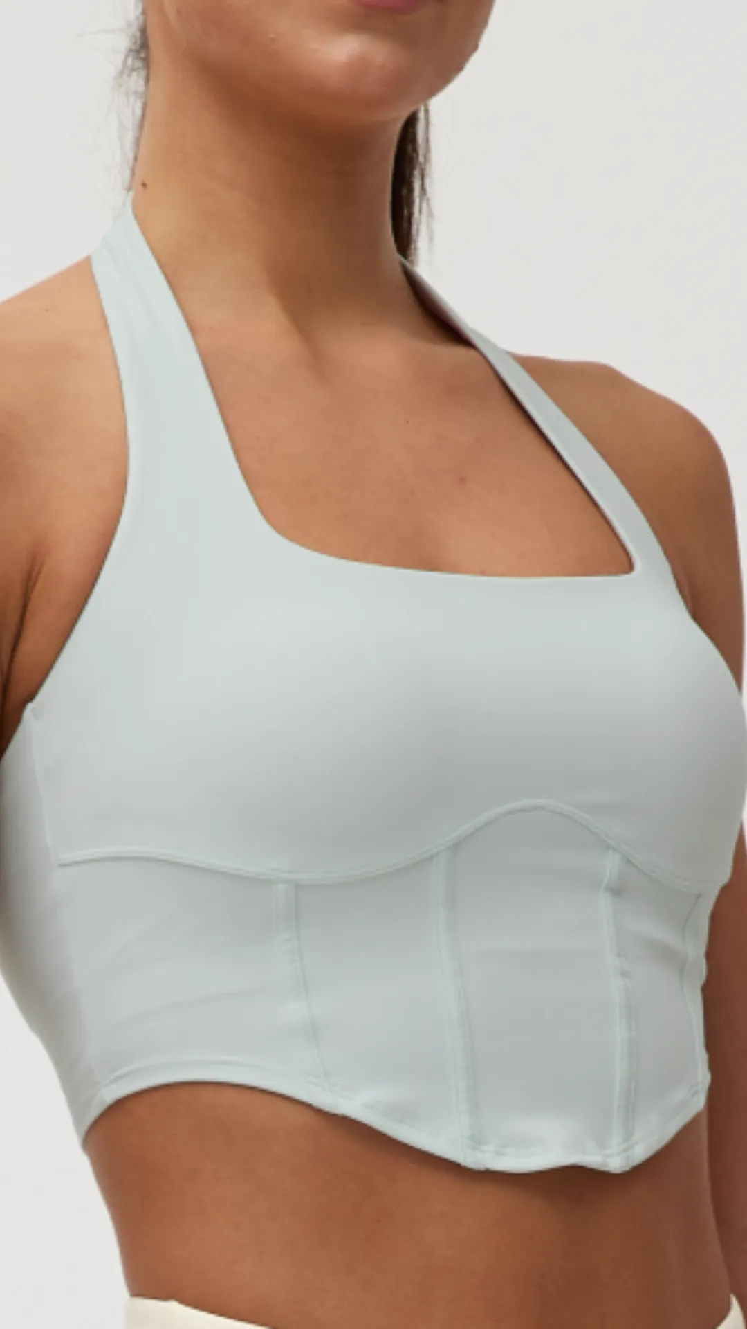 Light Sky Blue Halter Neck Sports Bra