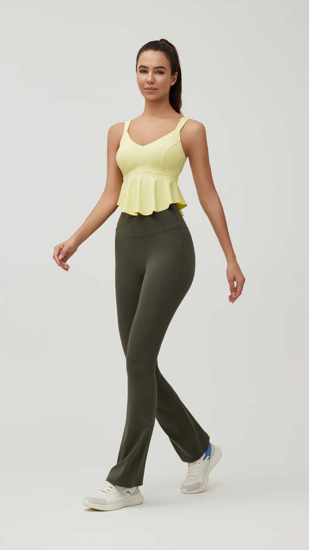 Light Yellow Halter Neck Sports Bra