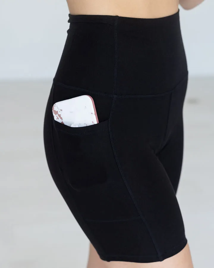 Live-in Pocket Biker Shorts in Black by Grace and Lace