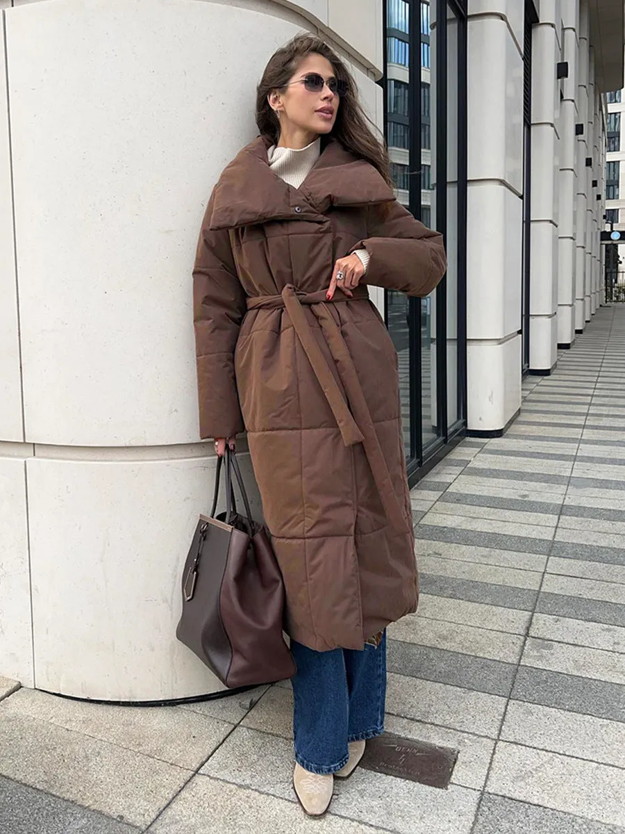 Loose Leisure Warm Long Stand-up Collar Cotton Coat