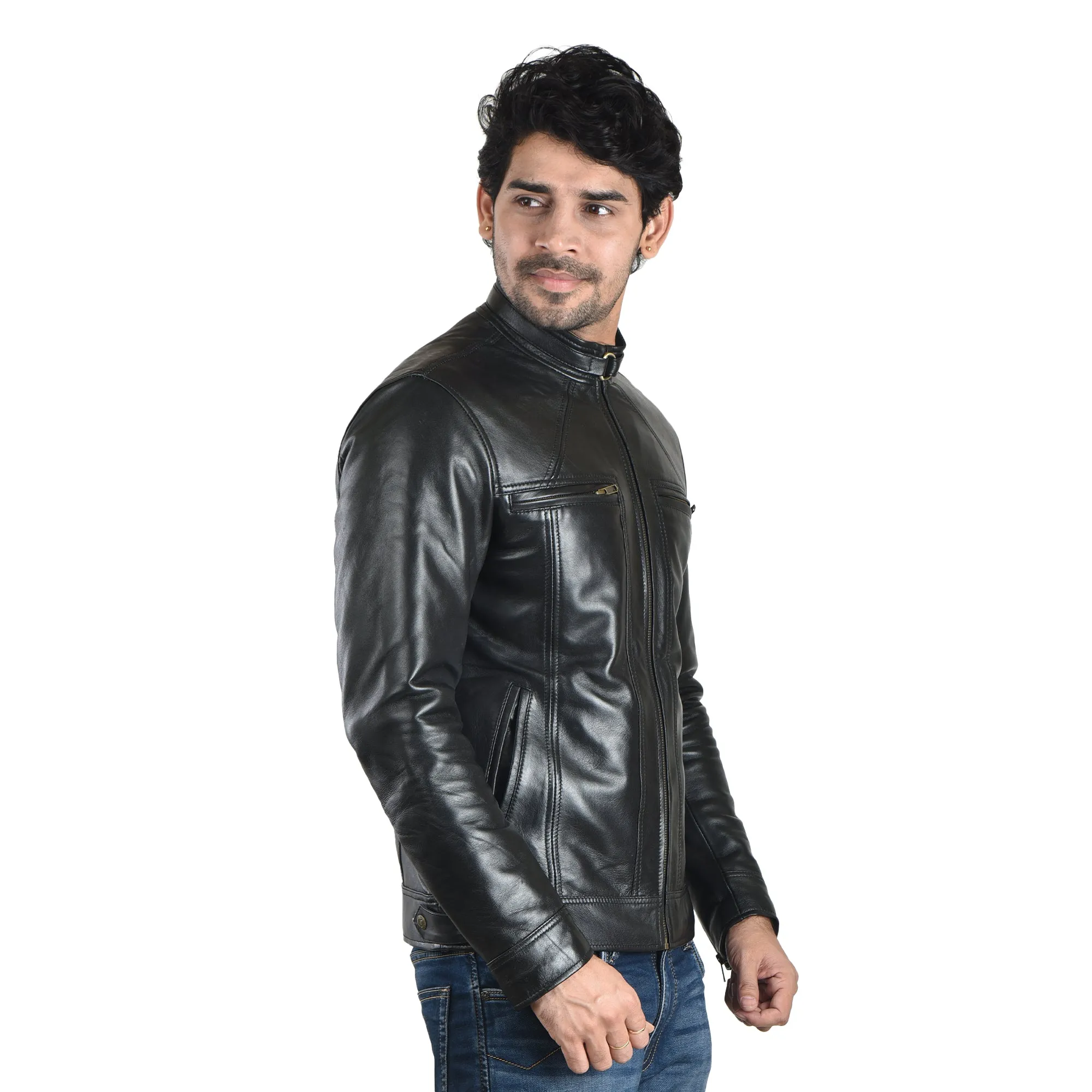 MENS LEATHER JACKET 41012 (BLACK)