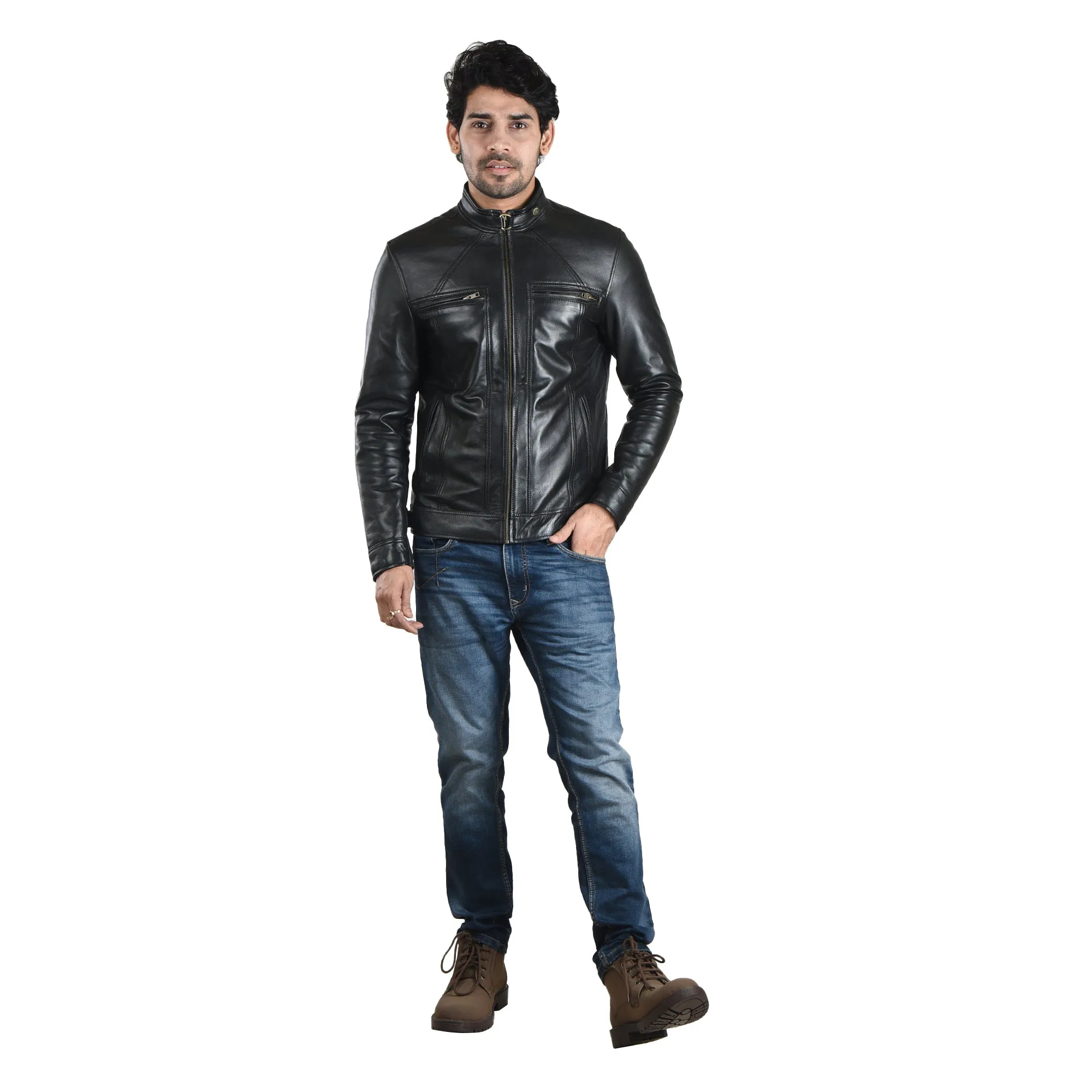 MENS LEATHER JACKET 41012 (BLACK)