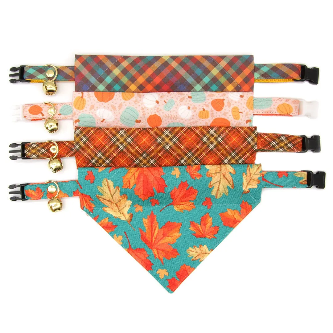 Pet Bandana - "Maple Hill" - Autumn Leaves Bandana for Cat   Small Dog / Fall, Thanksgiving, Canada, Maple Leaf / Slide-on Bandana / Over-the-Collar (One Size)