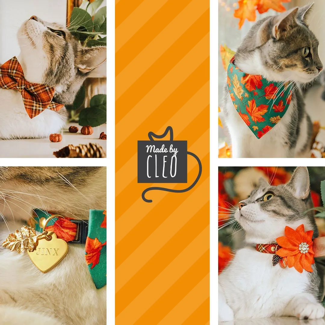 Pet Bandana - "Maple Hill" - Autumn Leaves Bandana for Cat   Small Dog / Fall, Thanksgiving, Canada, Maple Leaf / Slide-on Bandana / Over-the-Collar (One Size)