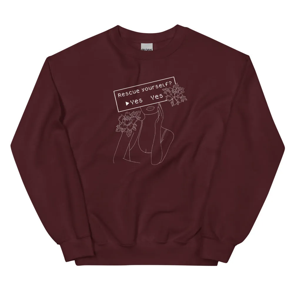 Rescue Yourself? | Unisex Sweatshirt | Feminist Gamer