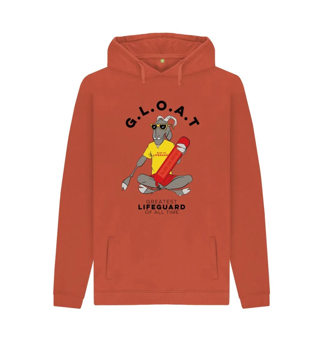 RLSS UK | G.L.O.A.T Design Men's Hoodie | 100% Organic Cotton Hooded Sweatshirt