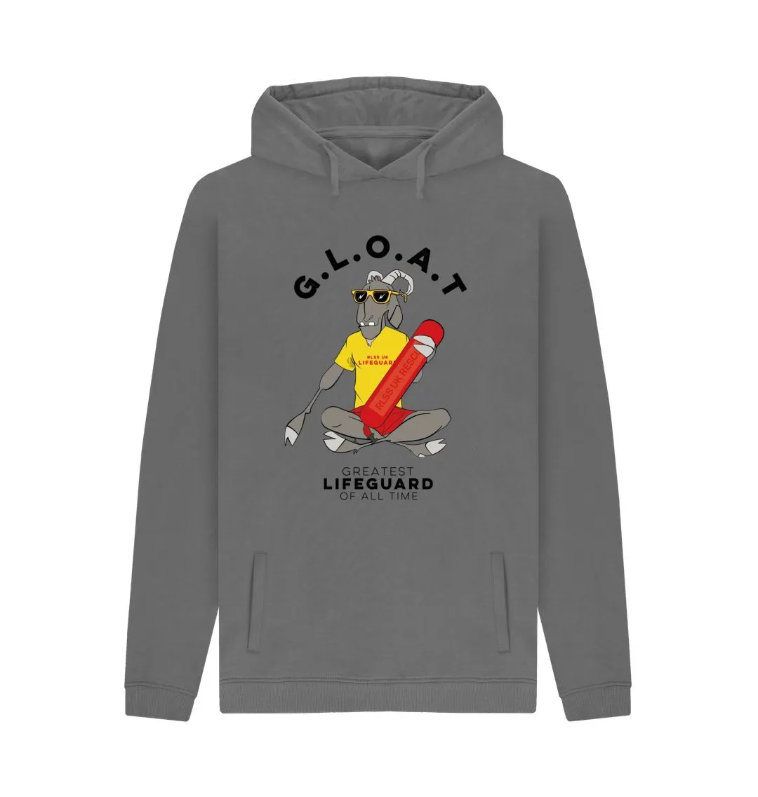 RLSS UK | G.L.O.A.T Design Men's Hoodie | 100% Organic Cotton Hooded Sweatshirt
