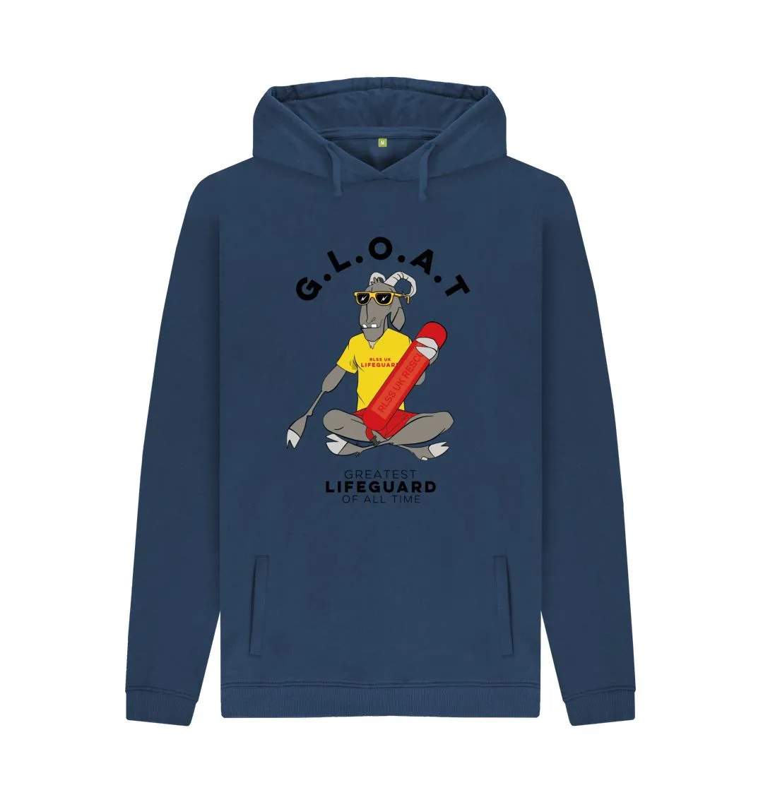 RLSS UK | G.L.O.A.T Design Men's Hoodie | 100% Organic Cotton Hooded Sweatshirt