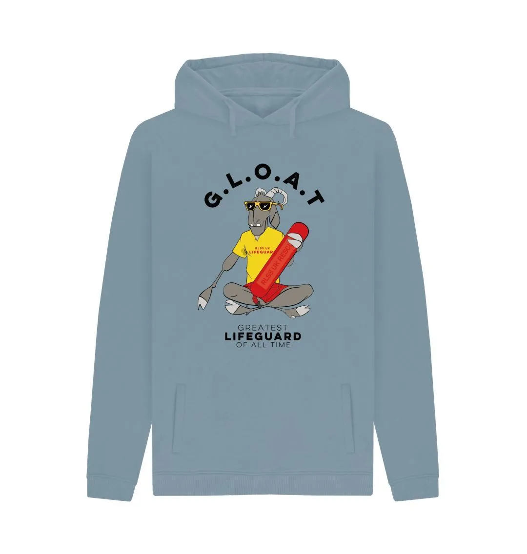 RLSS UK | G.L.O.A.T Design Men's Hoodie | 100% Organic Cotton Hooded Sweatshirt