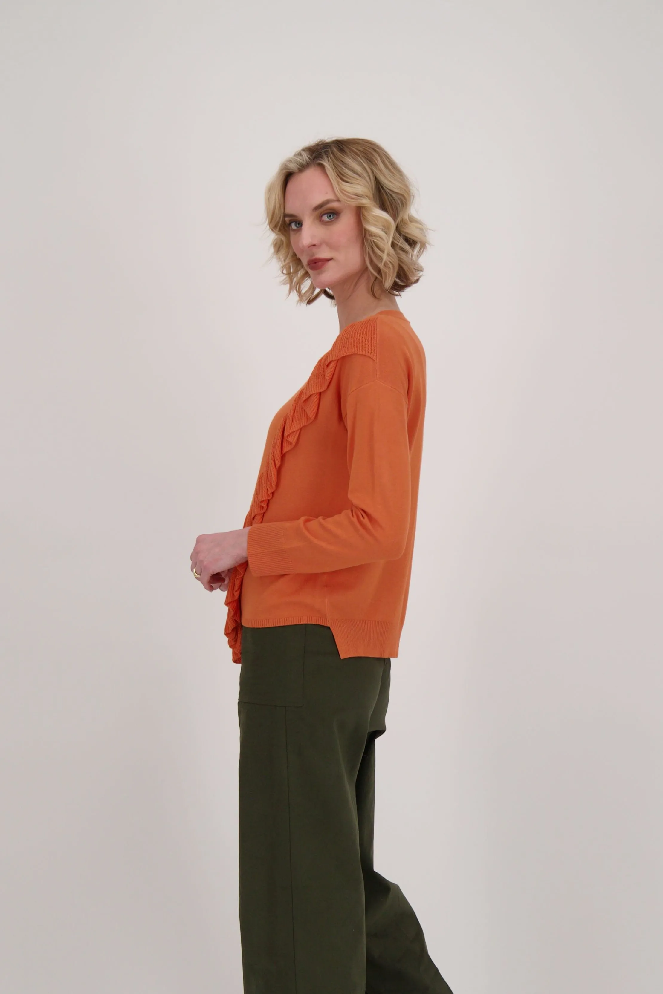 Ruffle Side Slit Sweater