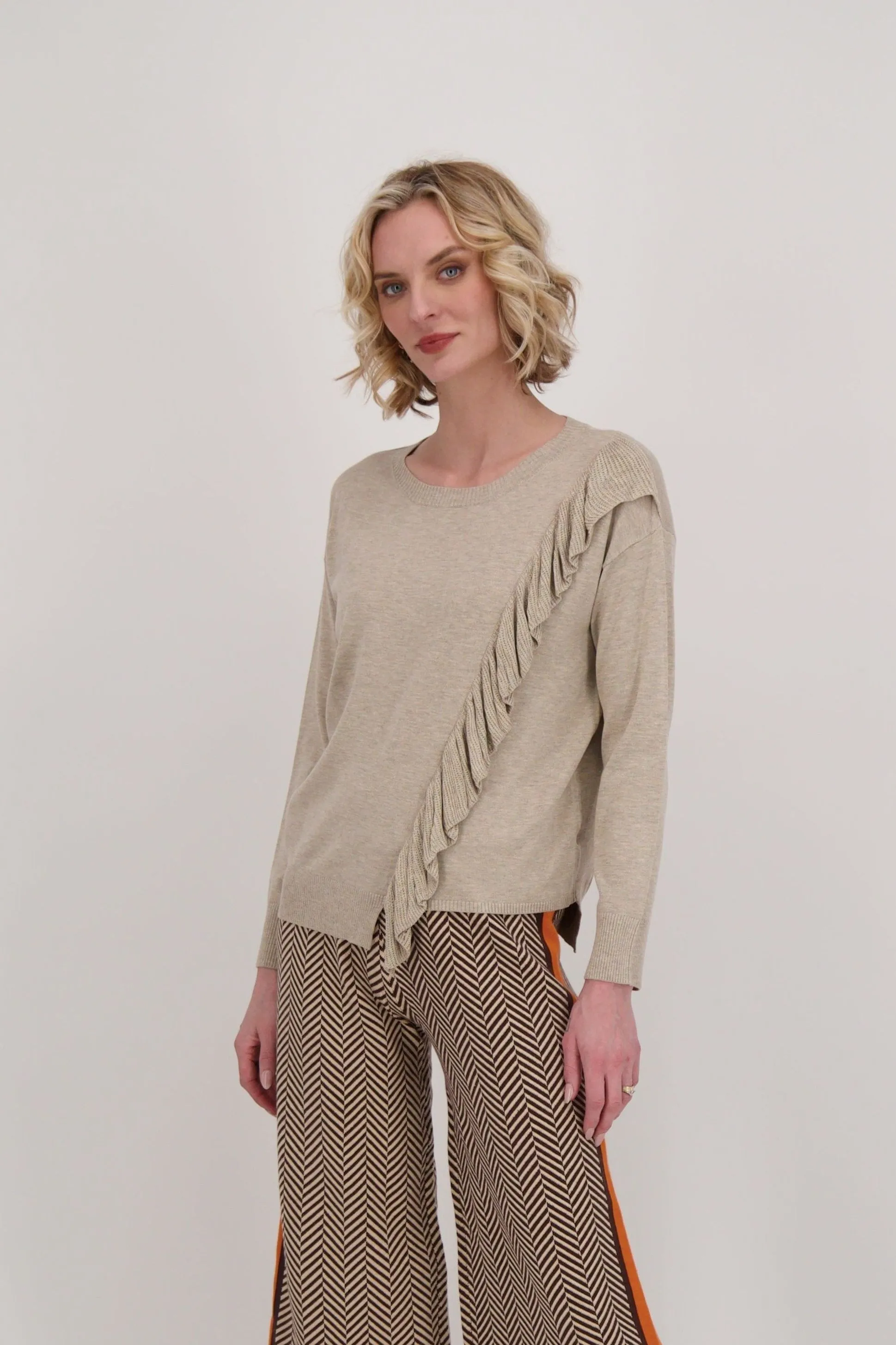 Ruffle Side Slit Sweater