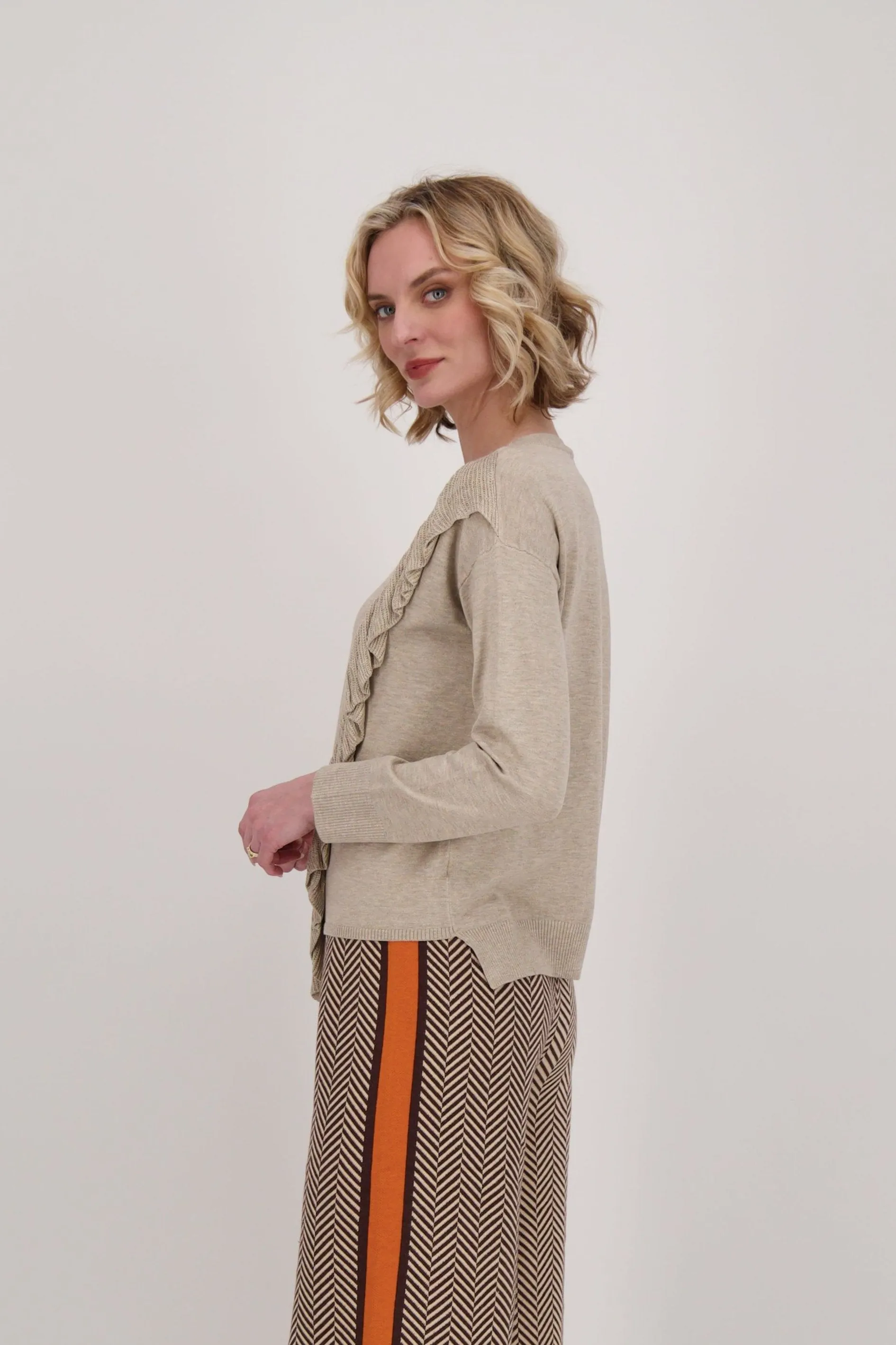 Ruffle Side Slit Sweater
