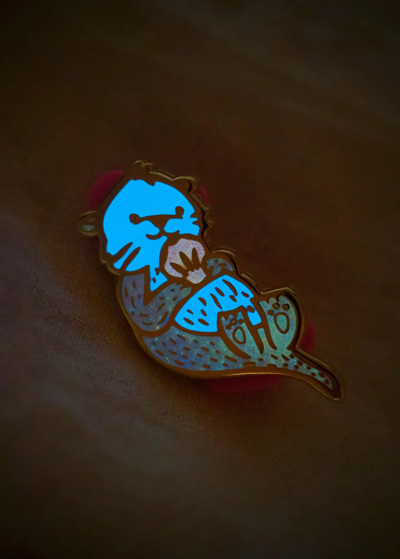 Sea Otter - Minty Green - Glow-in-the-dark - Lapel Pin