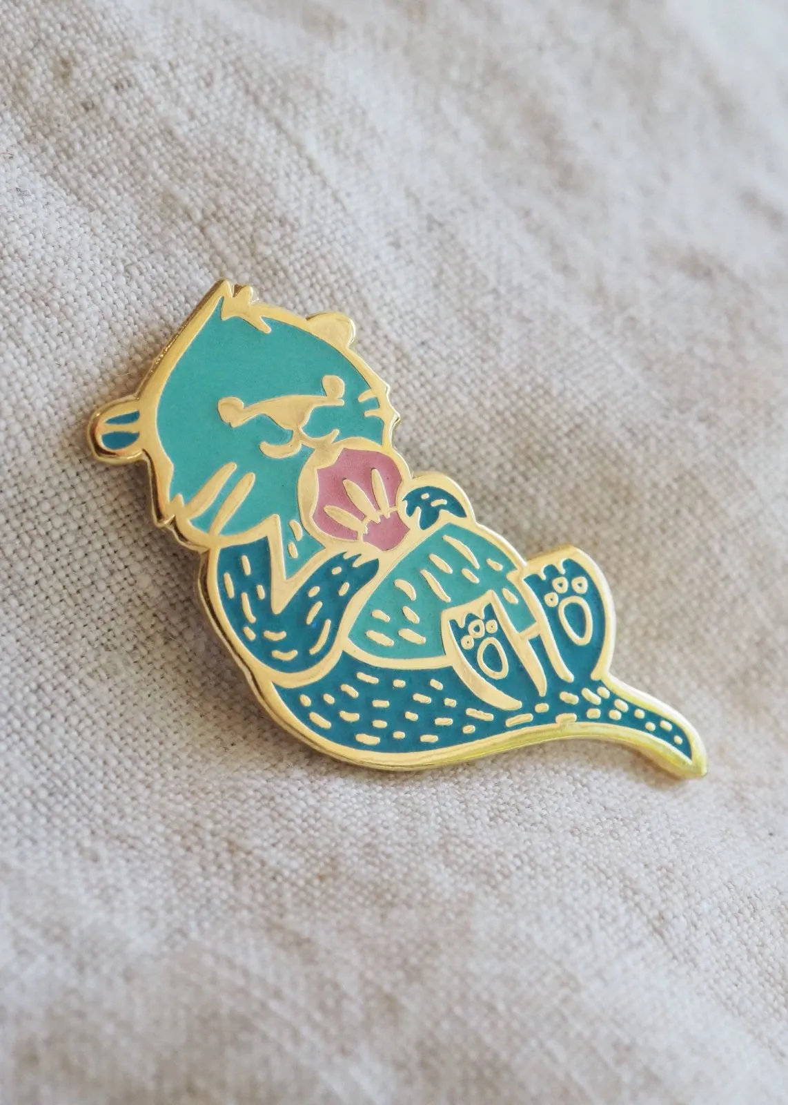 Sea Otter - Minty Green - Glow-in-the-dark - Lapel Pin